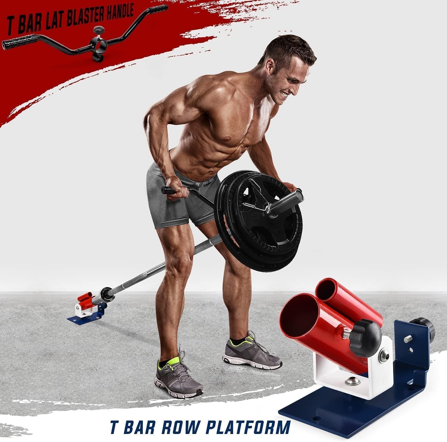 Deluxe T-Bar Row Platform – Full 360° Swivel & Easy to Install – Fits 1” Standard and 2” Olympic Bars (8. Black - T-Bar Row Platform + Lock Jaw 1Inch & 2Inch)