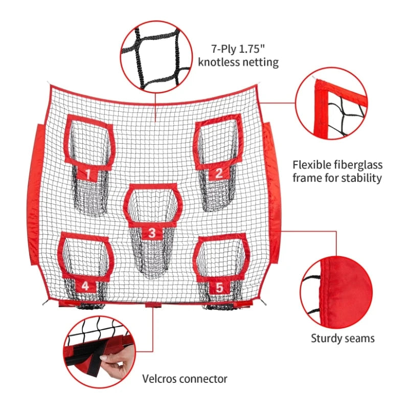Football Throwing Net Replacement (NET ONLY) - 7 X 7 Ft Football Net Replacement for Throwing Practice 5 Target Pockets Football
